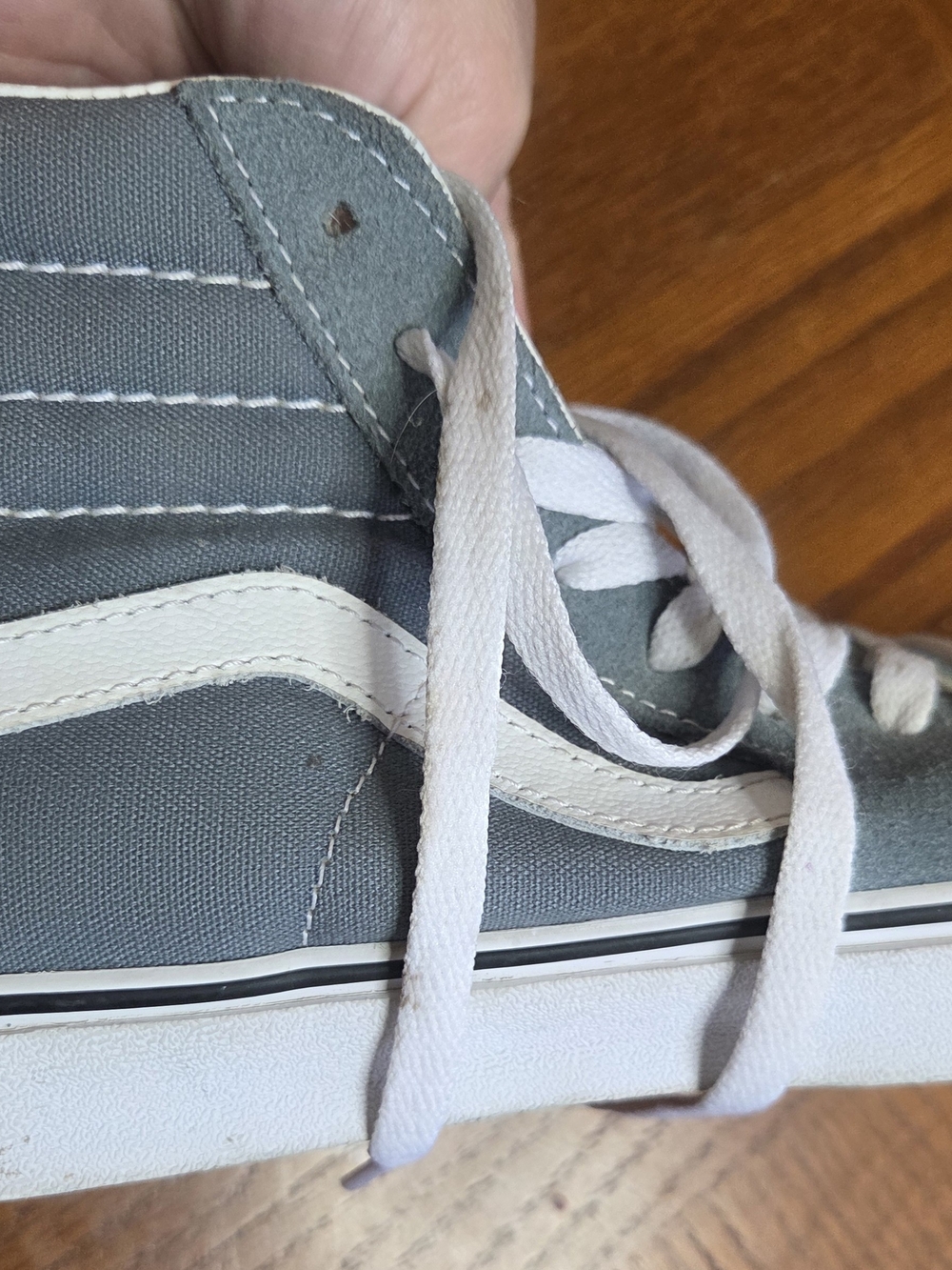 Vans Gray and White High-Top Canvas Skate Shoes